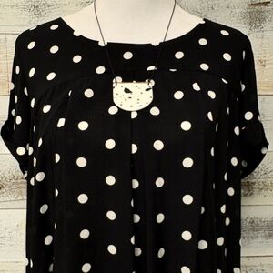 Anthropologie Ivory Ceramic Pendant Necklace Vintage Gold Dot Baubles Bijou Bits